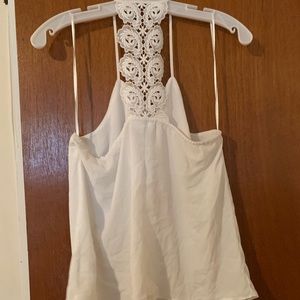 White sheer fabric tank